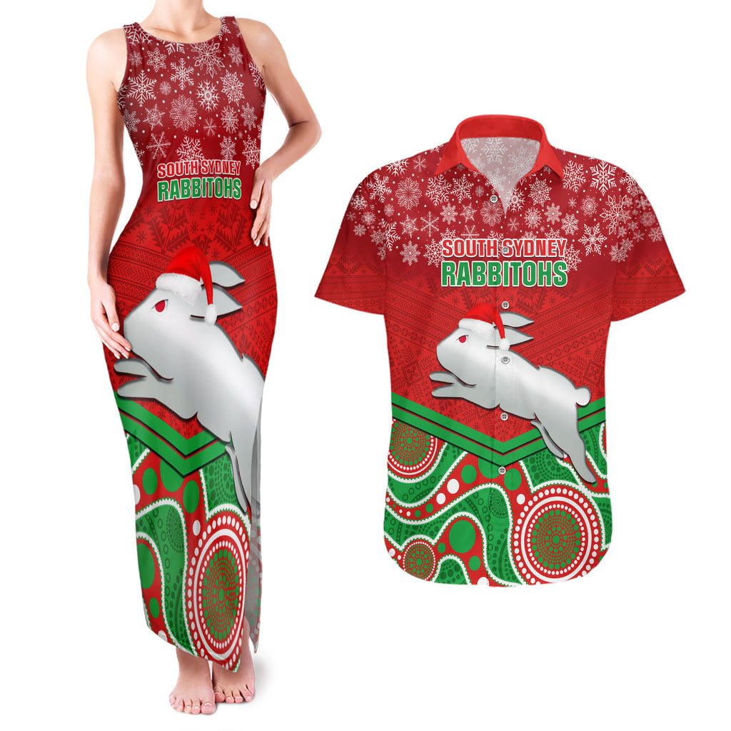 custom-rabbitohs-rugby-christmas-couples-matching-tank-maxi-dress-and-hawaiian-shirt-merry-xmas-2023-mix-aboriginal-art