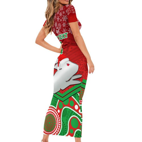custom-rabbitohs-rugby-christmas-family-matching-short-sleeve-bodycon-dress-and-hawaiian-shirt-merry-xmas-2023-mix-aboriginal-art