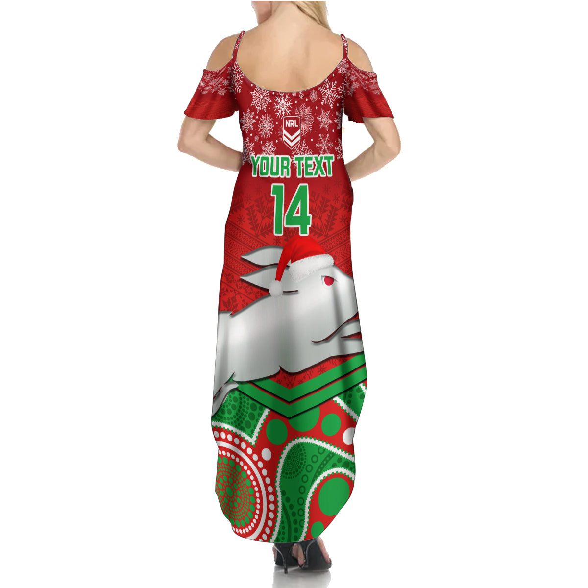 custom-rabbitohs-rugby-christmas-family-matching-summer-maxi-dress-and-hawaiian-shirt-merry-xmas-2023-mix-aboriginal-art