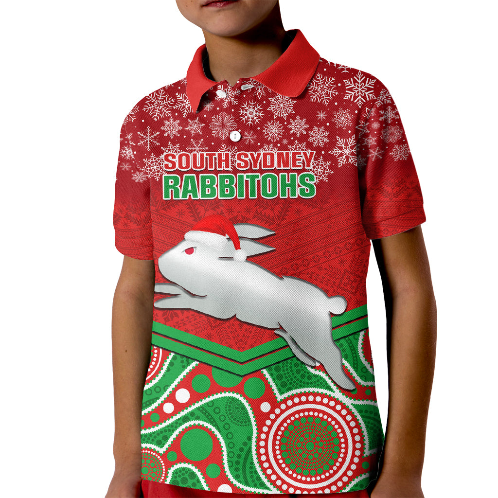 custom-rabbitohs-rugby-christmas-kid-polo-shirt-merry-xmas-2023-mix-aboriginal-art