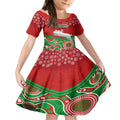 custom-rabbitohs-rugby-christmas-kid-short-sleeve-dress-merry-xmas-2023-mix-aboriginal-art