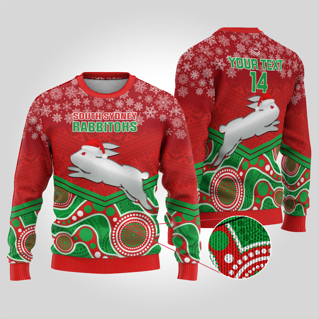 custom-rabbitohs-rugby-christmas-ugly-christmas-sweater-merry-xmas-2023-mix-aboriginal-art