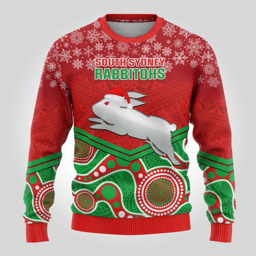 custom-rabbitohs-rugby-christmas-ugly-christmas-sweater-merry-xmas-2023-mix-aboriginal-art