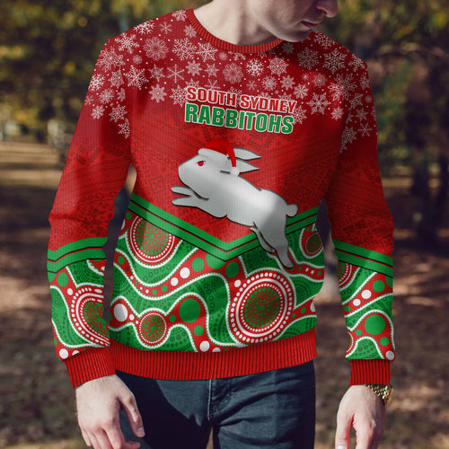 custom-rabbitohs-rugby-christmas-ugly-christmas-sweater-merry-xmas-2023-mix-aboriginal-art