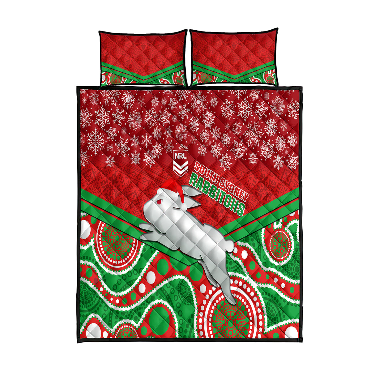 custom-rabbitohs-rugby-christmas-quilt-bed-set-merry-xmas-2023-mix-aboriginal-art