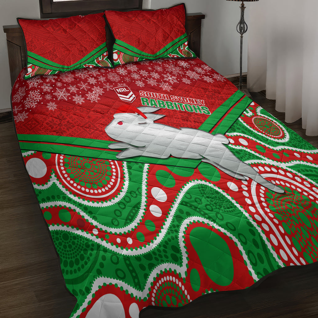 custom-rabbitohs-rugby-christmas-quilt-bed-set-merry-xmas-2023-mix-aboriginal-art