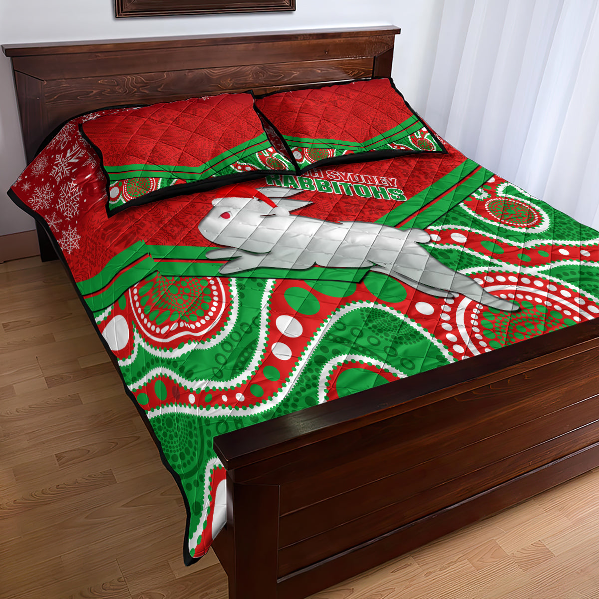 custom-rabbitohs-rugby-christmas-quilt-bed-set-merry-xmas-2023-mix-aboriginal-art