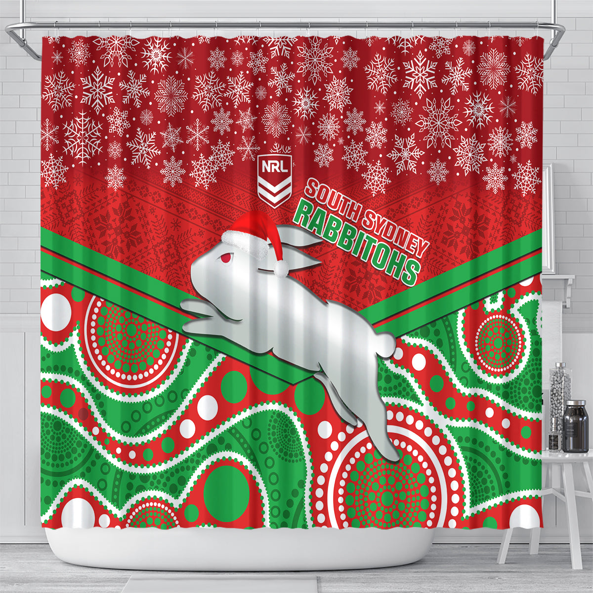 custom-rabbitohs-rugby-christmas-shower-curtain-merry-xmas-2023-mix-aboriginal-art