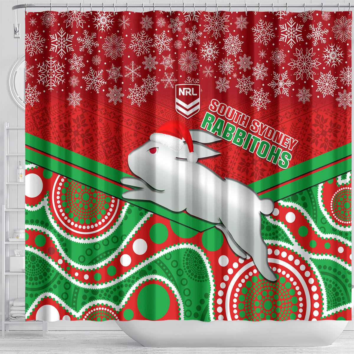 custom-rabbitohs-rugby-christmas-shower-curtain-merry-xmas-2023-mix-aboriginal-art