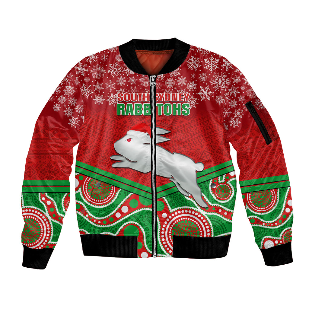 custom-rabbitohs-rugby-christmas-sleeve-zip-bomber-jacket-merry-xmas-2023-mix-aboriginal-art