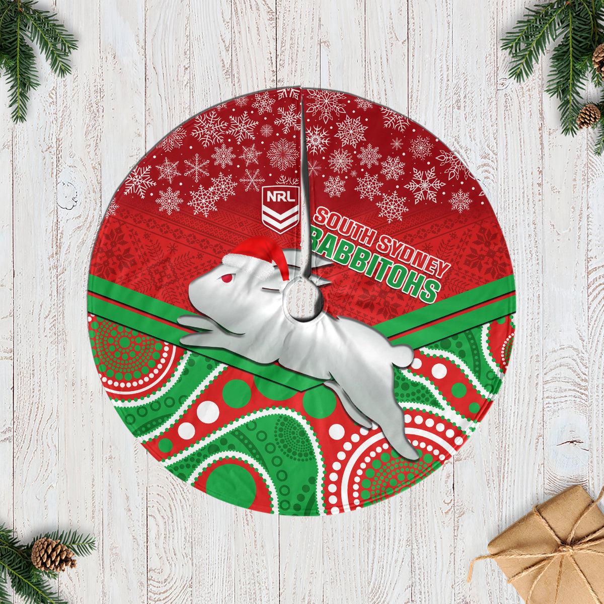 rabbitohs-rugby-christmas-tree-skirt-merry-xmas-2023-mix-aboriginal-art