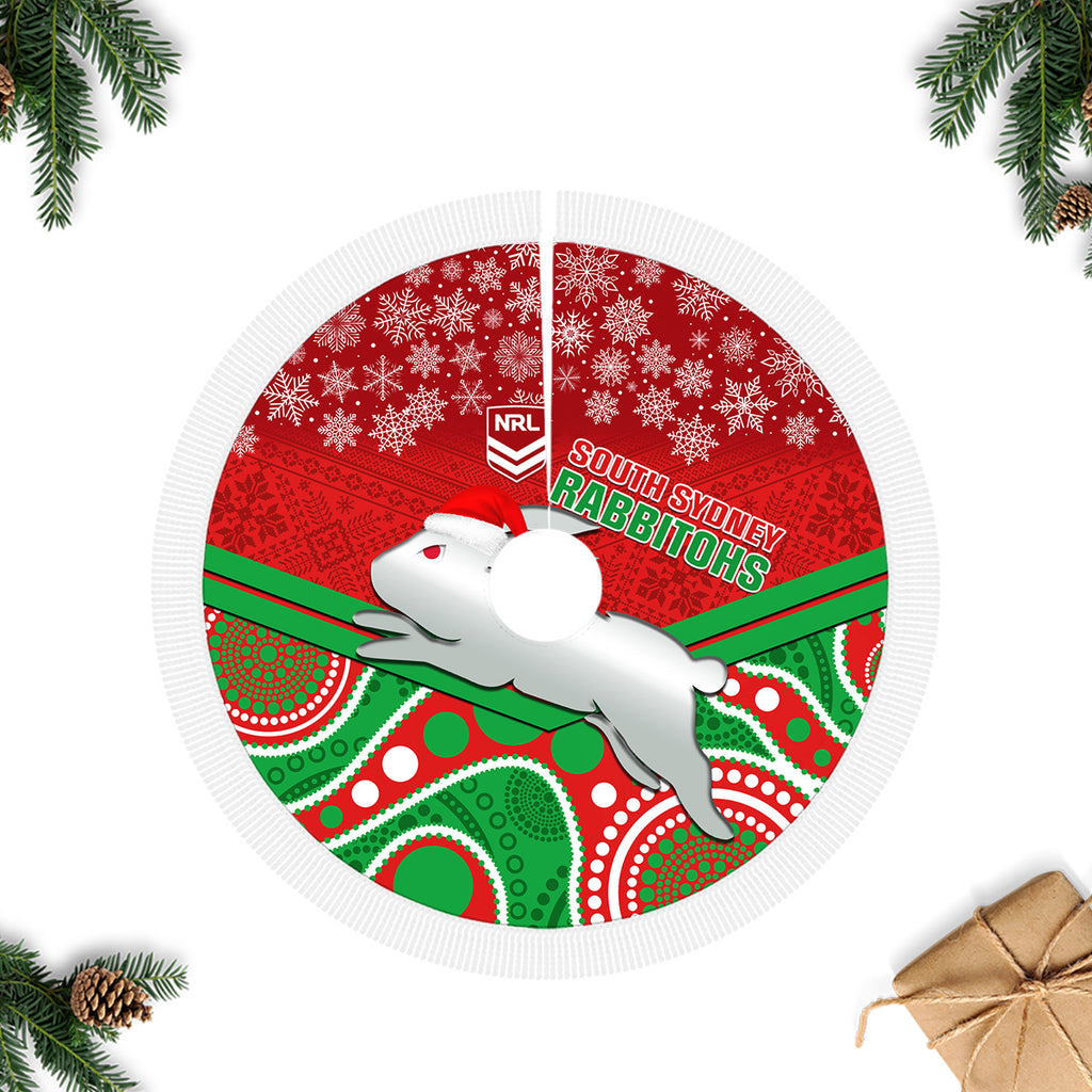 rabbitohs-rugby-christmas-tree-skirt-merry-xmas-2023-mix-aboriginal-art