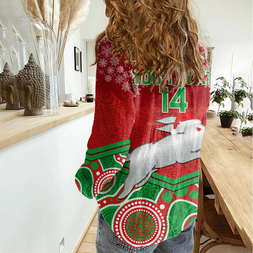 custom-rabbitohs-rugby-christmas-women-casual-shirt-merry-xmas-2023-mix-aboriginal-art