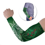 Rongoa Maori New Zealand Harakeke Arm Sleeves NZ Weaving Pattern Green