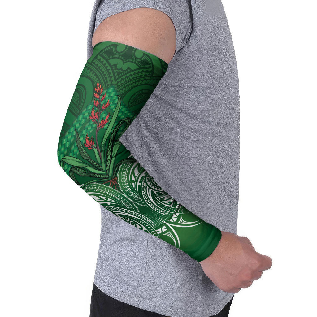 Rongoa Maori New Zealand Harakeke Arm Sleeves NZ Weaving Pattern Green