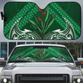 Rongoa Maori New Zealand Harakeke Auto Sun Shade NZ Weaving Pattern Green
