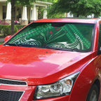 Rongoa Maori New Zealand Harakeke Auto Sun Shade NZ Weaving Pattern Green
