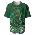 Rongoa Maori New Zealand Harakeke Baseball Jersey NZ Weaving Pattern Green