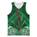 Rongoa Maori New Zealand Harakeke Basketball Jersey NZ Weaving Pattern Green