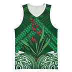 Rongoa Maori New Zealand Harakeke Basketball Jersey NZ Weaving Pattern Green