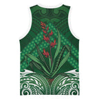 Rongoa Maori New Zealand Harakeke Basketball Jersey NZ Weaving Pattern Green