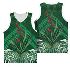 Rongoa Maori New Zealand Harakeke Basketball Jersey NZ Weaving Pattern Green
