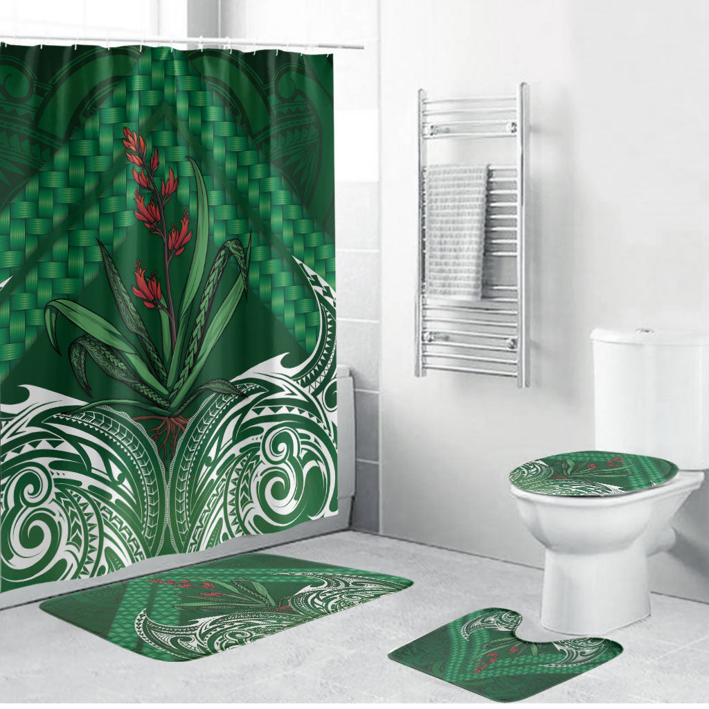 Rongoa Maori New Zealand Harakeke Bathroom Set NZ Weaving Pattern Green