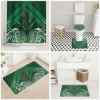 Rongoa Maori New Zealand Harakeke Bathroom Set NZ Weaving Pattern Green