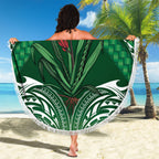 Rongoa Maori New Zealand Harakeke Beach Blanket NZ Weaving Pattern Green