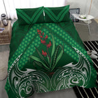 Rongoa Maori New Zealand Harakeke Bedding Set NZ Weaving Pattern Green