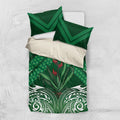 Rongoa Maori New Zealand Harakeke Bedding Set NZ Weaving Pattern Green