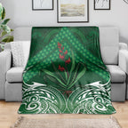Rongoa Maori New Zealand Harakeke Blanket NZ Weaving Pattern Green