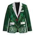 Rongoa Maori New Zealand Harakeke Blazer NZ Weaving Pattern Green