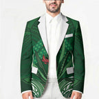 Rongoa Maori New Zealand Harakeke Blazer NZ Weaving Pattern Green