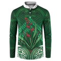 Rongoa Maori New Zealand Harakeke Button Sweatshirt NZ Weaving Pattern Green