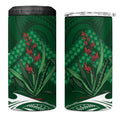 Rongoa Maori New Zealand Harakeke 4 in 1 Can Cooler Tumbler NZ Weaving Pattern Green