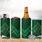 Rongoa Maori New Zealand Harakeke 4 in 1 Can Cooler Tumbler NZ Weaving Pattern Green