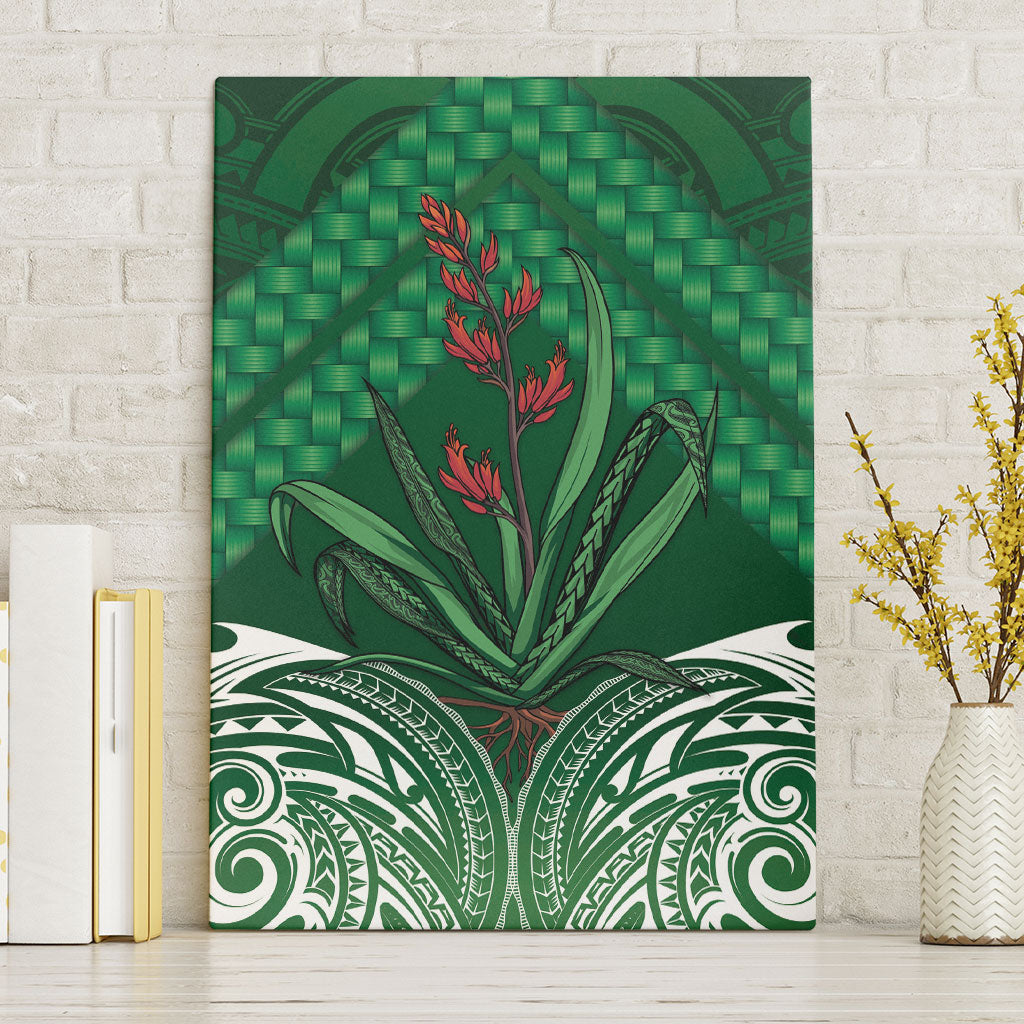 Rongoa Maori New Zealand Harakeke Canvas Wall Art NZ Weaving Pattern Green
