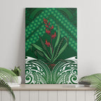 Rongoa Maori New Zealand Harakeke Canvas Wall Art NZ Weaving Pattern Green