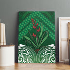 Rongoa Maori New Zealand Harakeke Canvas Wall Art NZ Weaving Pattern Green