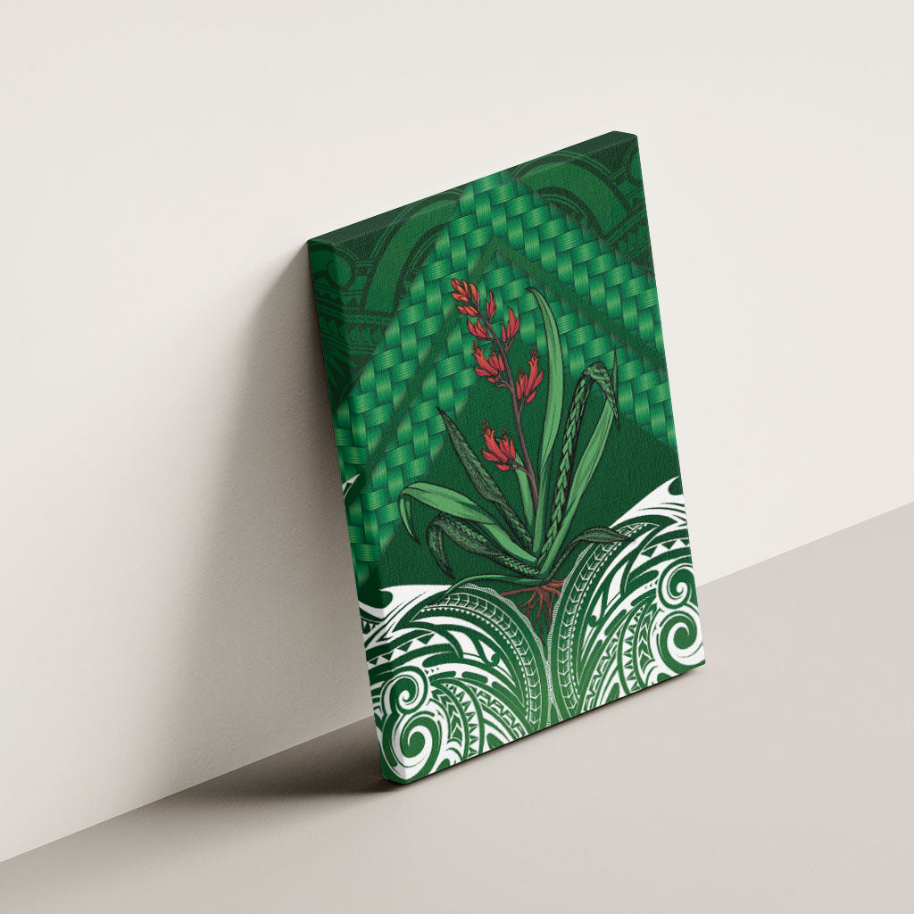 Rongoa Maori New Zealand Harakeke Canvas Wall Art NZ Weaving Pattern Green