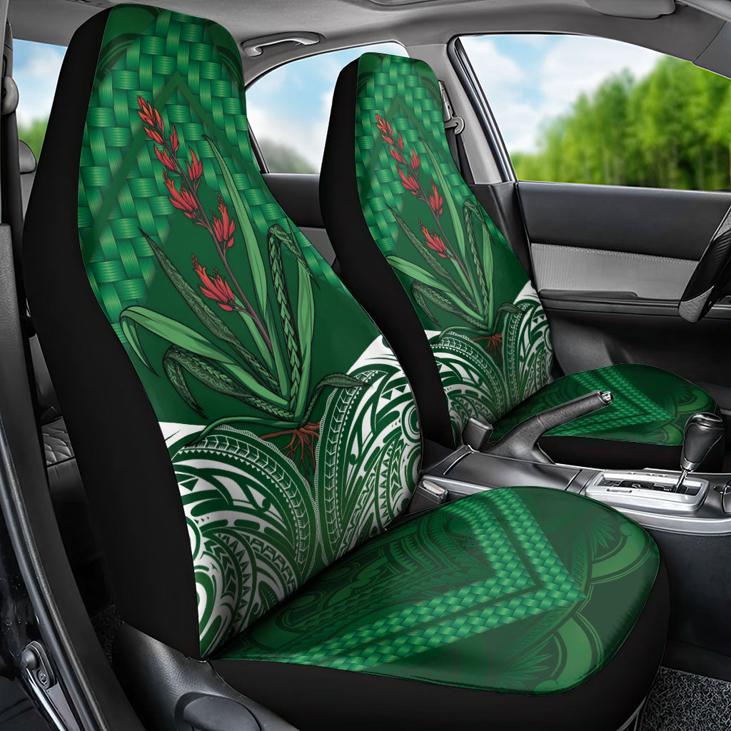 Rongoa Maori New Zealand Harakeke Car Seat Cover NZ Weaving Pattern Green
