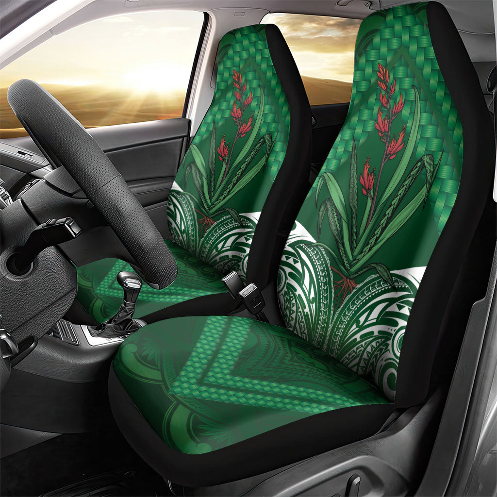 Rongoa Maori New Zealand Harakeke Car Seat Cover NZ Weaving Pattern Green