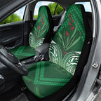 Rongoa Maori New Zealand Harakeke Car Seat Cover NZ Weaving Pattern Green