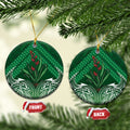 Rongoa Maori New Zealand Harakeke Ceramic Ornament NZ Weaving Pattern Green