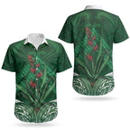 Rongoa Maori New Zealand Harakeke Couples Matching Tank Maxi Dress and Hawaiian Shirt NZ Weaving Pattern Green