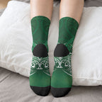 Rongoa Maori New Zealand Harakeke Crew Socks NZ Weaving Pattern Green