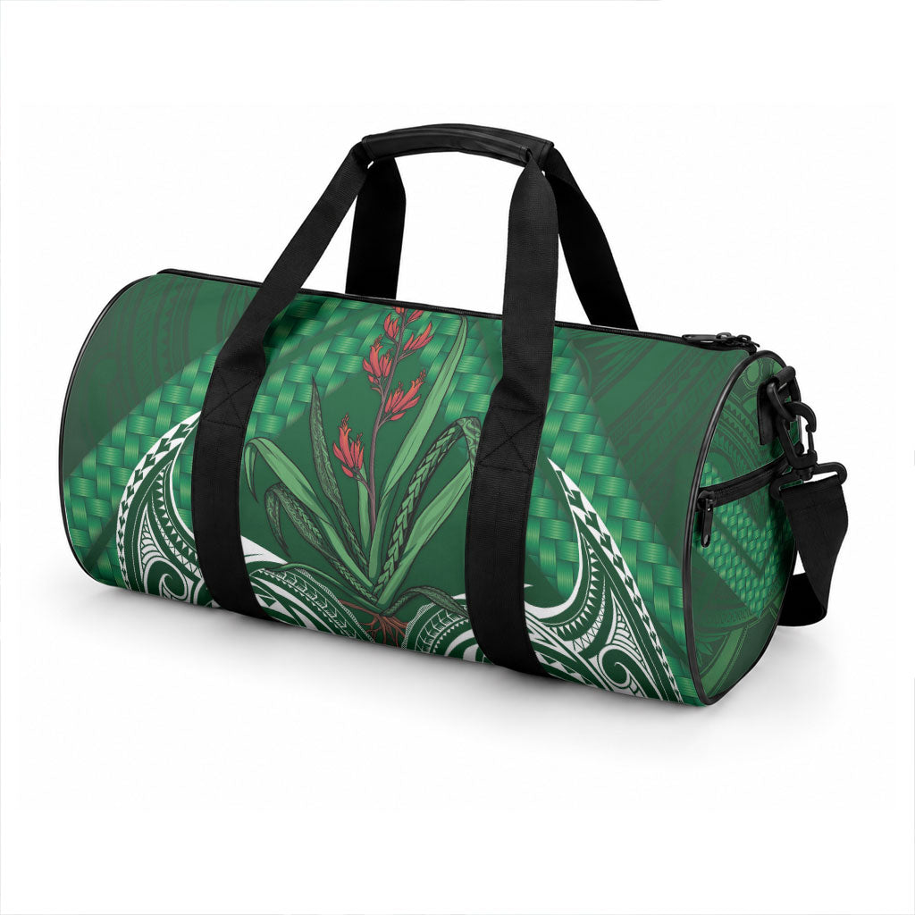 Rongoa Maori New Zealand Harakeke Duffle Bag NZ Weaving Pattern Green