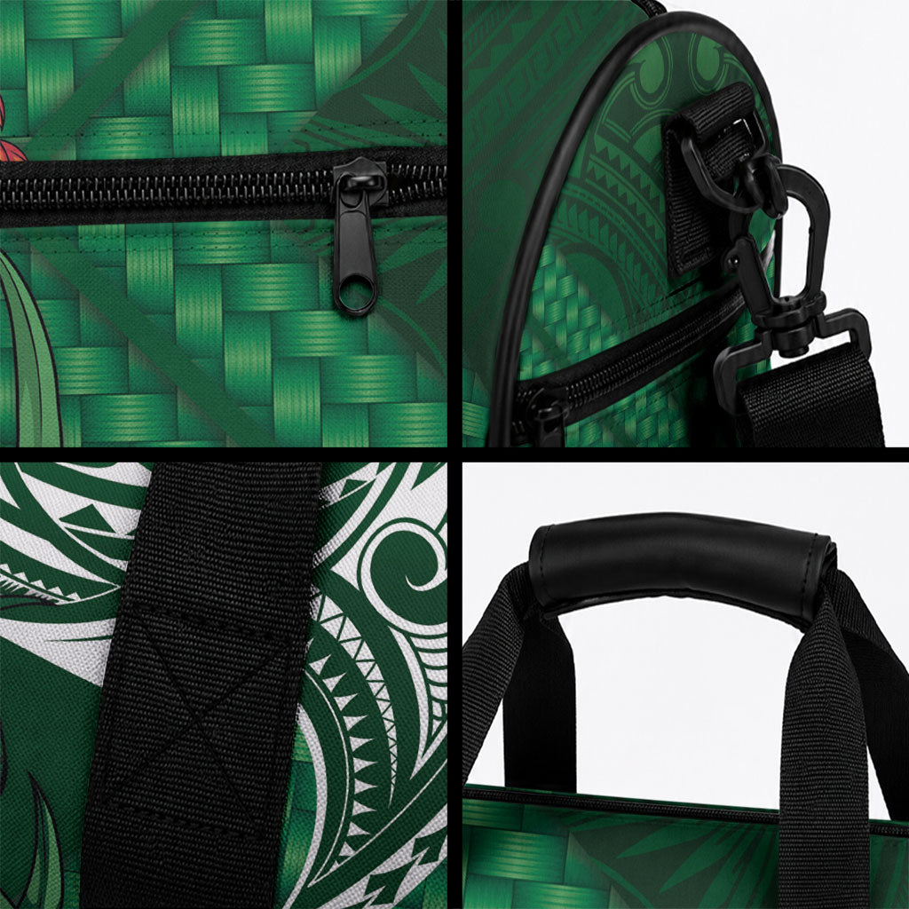 Rongoa Maori New Zealand Harakeke Duffle Bag NZ Weaving Pattern Green