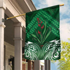 Rongoa Maori New Zealand Harakeke Garden Flag NZ Weaving Pattern Green